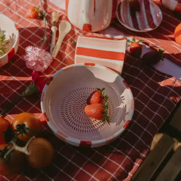 Assiette râpe-ail - Grande en céramique rose et rouge - Sweetheart